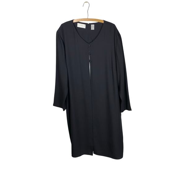 Elizabeth Claiborne Black Georgette Overlay White Sheath Dress Size 24 - Picture 1 of 7